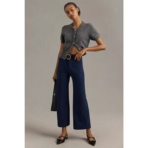 NWT Maeve The Colette Brushed Knit Crop Wide-Leg Pants Sz 34 Navy 8F506